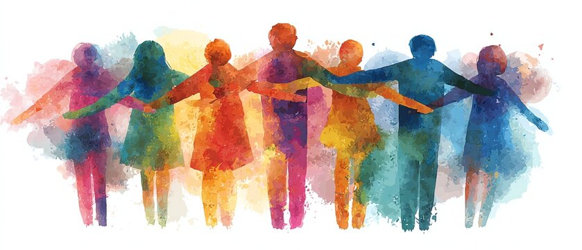 Cheerful reunion harmony graphic, vibrant teamwork and family union - Powered by Adobe