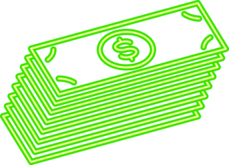 Neon Finance Icon: A pile of dollar bills