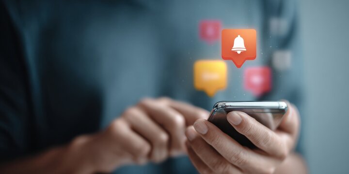 Modern Professional Using Smartphone with Real-Time Rain Alert Notifications High-Quality Digital Communication for Confident Millennial Marketing Campaigns