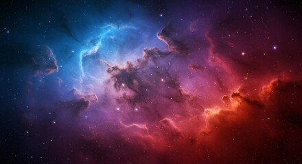Fototapeta premium Celestial Symphony: Behold the awe-inspiring expanse of the cosmos, where vibrant hues dance across celestial clouds, illuminated by distant stars.