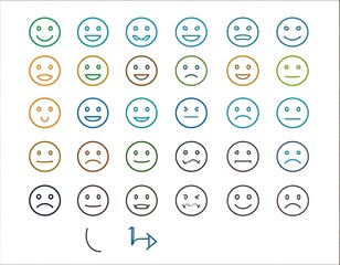 Grid of various colored simple smileys