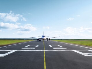 Professional Airplane Taxiway Departure with Clear Sky Modern Premium Travel Adventure for Millennials Marketing and Social Media Campaigns