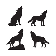 Wolf Howling Silhouette