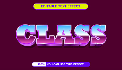 Classic 80s retro text effect with a shiny metallic chrome gradient, 3D purple typography design for editable titles