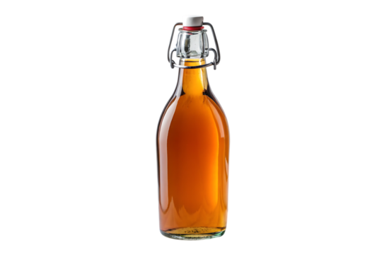 Amber glass bottle with swing top storage solution