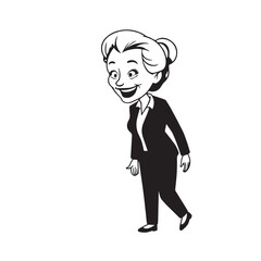 Old people black and white illustration vector image simple minimalist artwork design template
