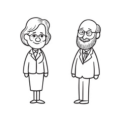 Old people black and white illustration vector image simple minimalist artwork design template
