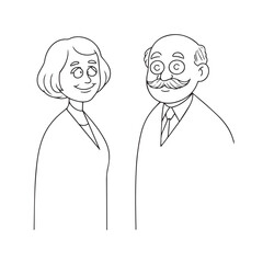 Old people black and white illustration vector image simple minimalist artwork design template
