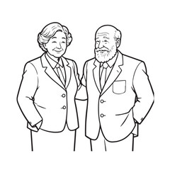 Old people black and white illustration vector image simple minimalist artwork design template
