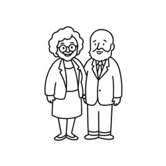 Old people black and white illustration vector image simple minimalist artwork design template
