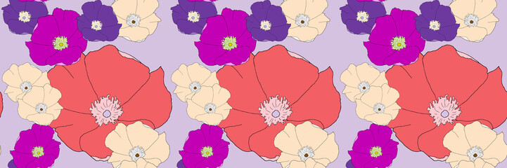 Briar, wild rose. Decorative art-deco design element, floral ornament. Seamless pattern for bandana, shawl, hijab, neck scarf. Kerchief design or tablecloth print, scarf, towel. For textile, cotton.