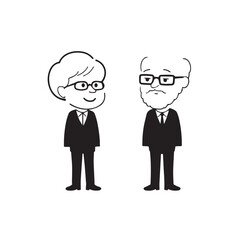 Old people black and white illustration vector image simple minimalist artwork design template
