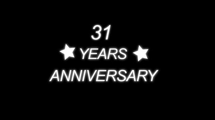 31 Year Anniversary Text Animation. 31 year anniversary celebration with star. happy anniversary special anniversary. Suitable for Anniversary Greeting cards wedding birthday cards Celebrations . - Powered by Adobe