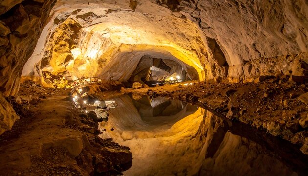 Cave interior, reflection of the cave ceiling