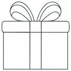 Stylized line art of a gift box with a large bow, ready for celebration