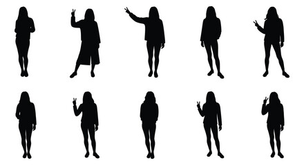 Ten Silhouettes of Women in Various Poses