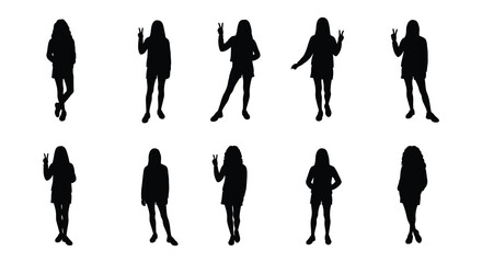 Ten Silhouettes of Women in Various Poses