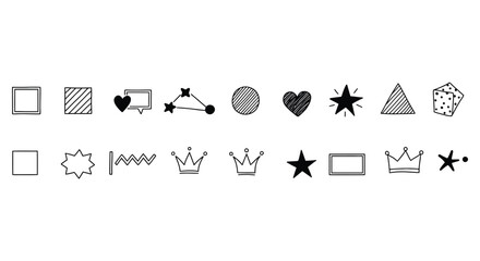 Collection of Simple Black and White Geometric Shapes and Icons