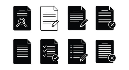 Document Icons Set with Approval and Rejection Marks
