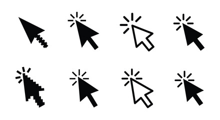 Six Black Cursor Icons in Different Styles