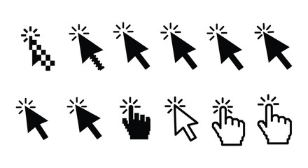 Set of Black and White Cursor Icons