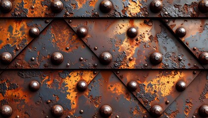 Fototapeta premium Rusted metal panels with rivets