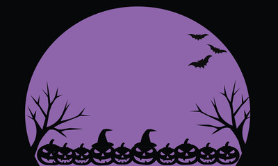 Halloween background banner. Purple Black Halloween with a copy space area