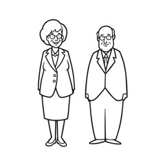 Old people black and white illustration vector image simple minimalist artwork design template
