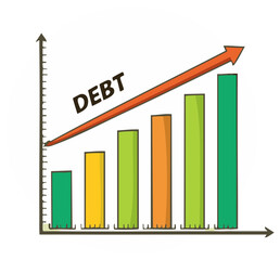 Financial Debt Rising Bar Graph Cartoon Illustration Showing Growing Burden