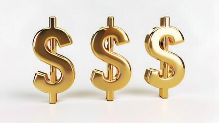 Golden 3D Dollar Symbol Representing Wealth and Finance