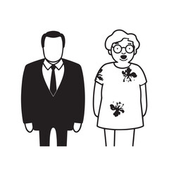 Old people black and white illustration vector image simple minimalist artwork design template
