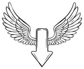 Obraz premium Arrow with Wing Outlines Pointing Downward Symbolic Design