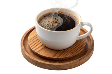 Black coffee on wooden coaster cozy table moments