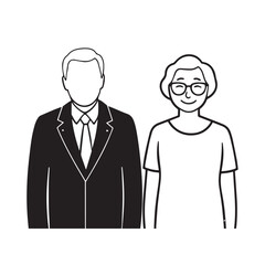 Old people black and white illustration vector image simple minimalist artwork design template
