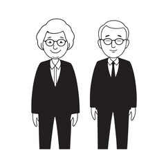 Old people black and white illustration vector image simple minimalist artwork design template
