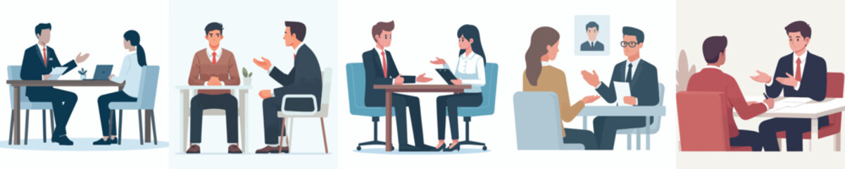 Fototapeta premium vector candidate speaking with open arms while being interviewed by HR