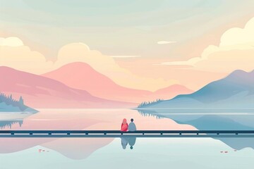 Fototapeta premium sunset on the lake