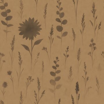 Charcoal Floral Silhouettes on Kraft Paper