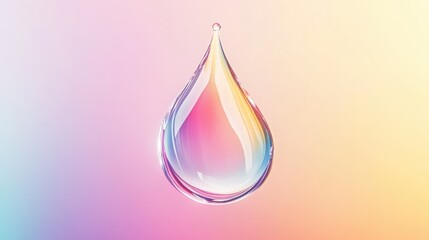 Iridescent liquid drop on plain background, daytime serenity