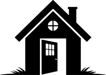 house with an open door vector illustration