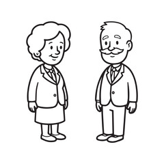 Old people black and white illustration vector image simple minimalist artwork design template
