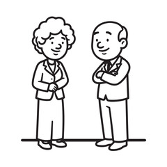 Old people black and white illustration vector image simple minimalist artwork design template
