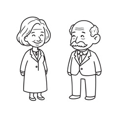 Old people black and white illustration vector image simple minimalist artwork design template
