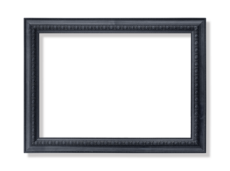 Old Antique Black frame Isolated Decorative Carved Wood Stand Antique Black Frame Isolated On White Background