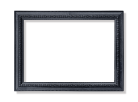 Old Antique Black frame Isolated Decorative Carved Wood Stand Antique Black Frame Isolated On White Background