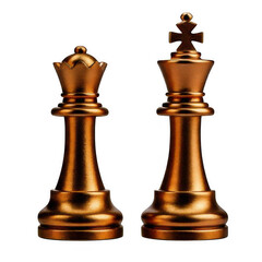 bronze chess pieces king or queen figur isolated on white or transparent