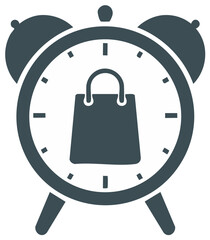 Obraz premium Alarm Clock Graphic with Shopping Bag Symbolizing Time Sensitive Deals