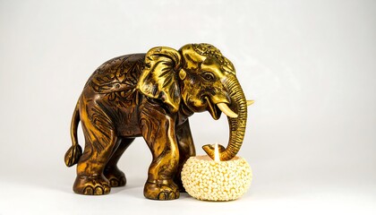 Ornate elephant figurine near candle