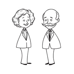 Old people black and white illustration vector image simple minimalist artwork design template
