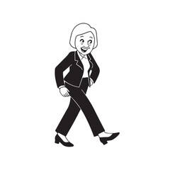 Old people black and white illustration vector image simple minimalist artwork design template
